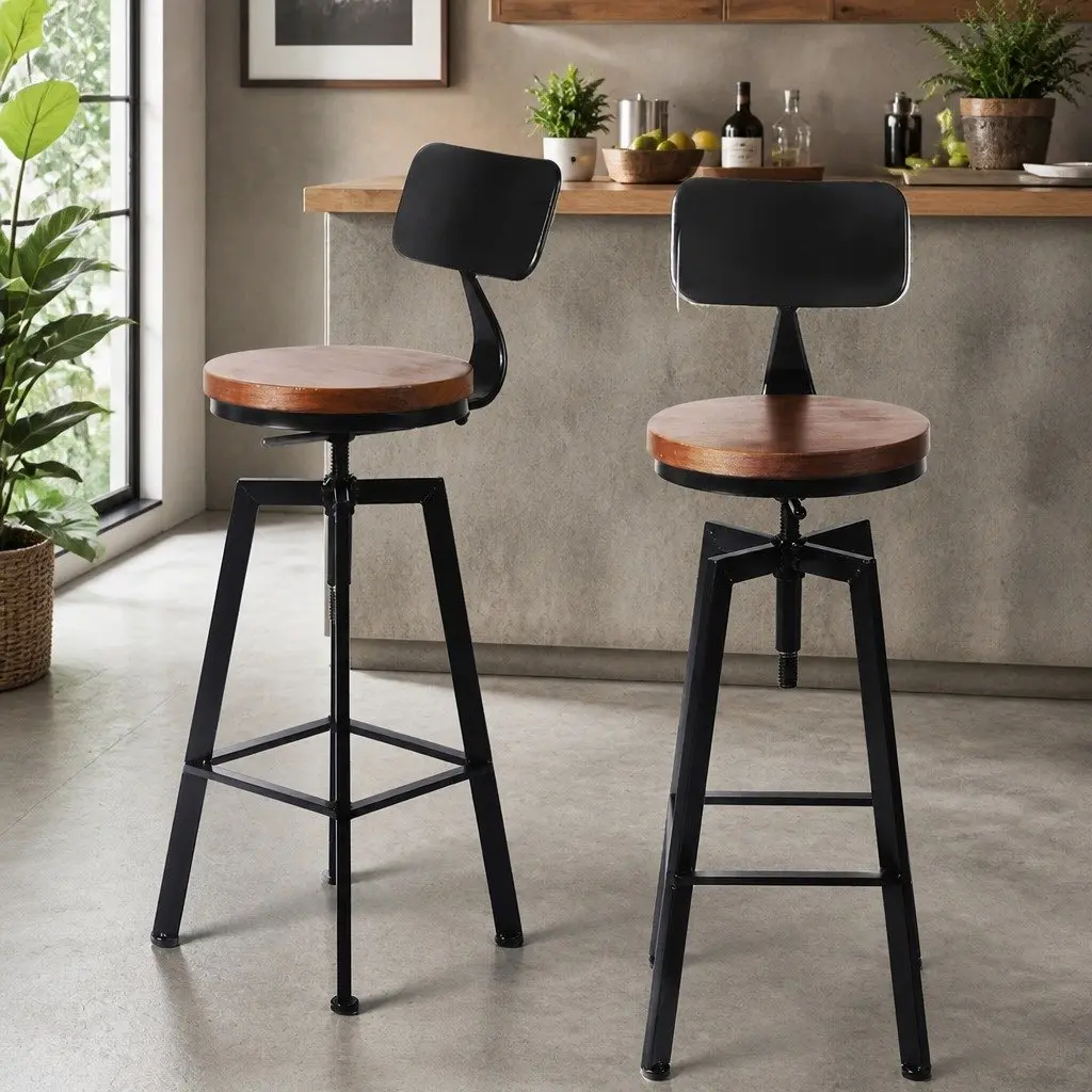 Bar Stool with Adjustable Height and Comfort