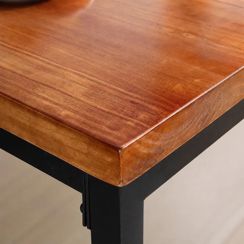 High Bar Table with Solid Wood and Steel