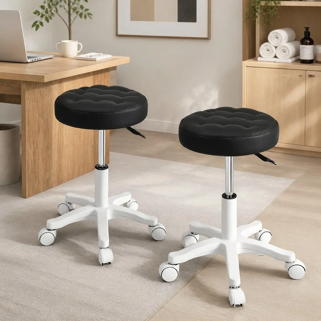 Rolling Bar Stool Swivel Chair with Wheels 360° Rotation Salon Spa Office Stool