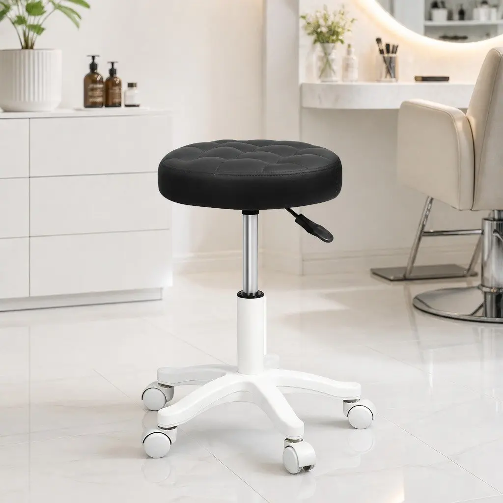 Rolling Bar Stool 4 Pack Swivel Salon SPA Chair Height Adjustable Wheels Black