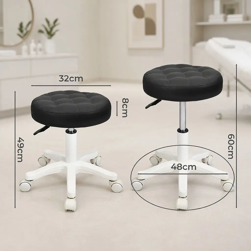 Rolling Bar Stool 4 Pack Swivel Salon SPA Chair Height Adjustable Wheels Black