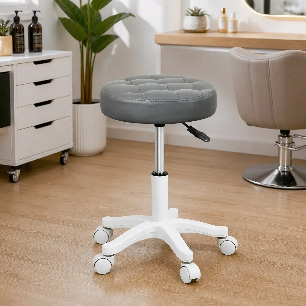 Rolling Bar Stool Gas Lift 360° Swivel Grey