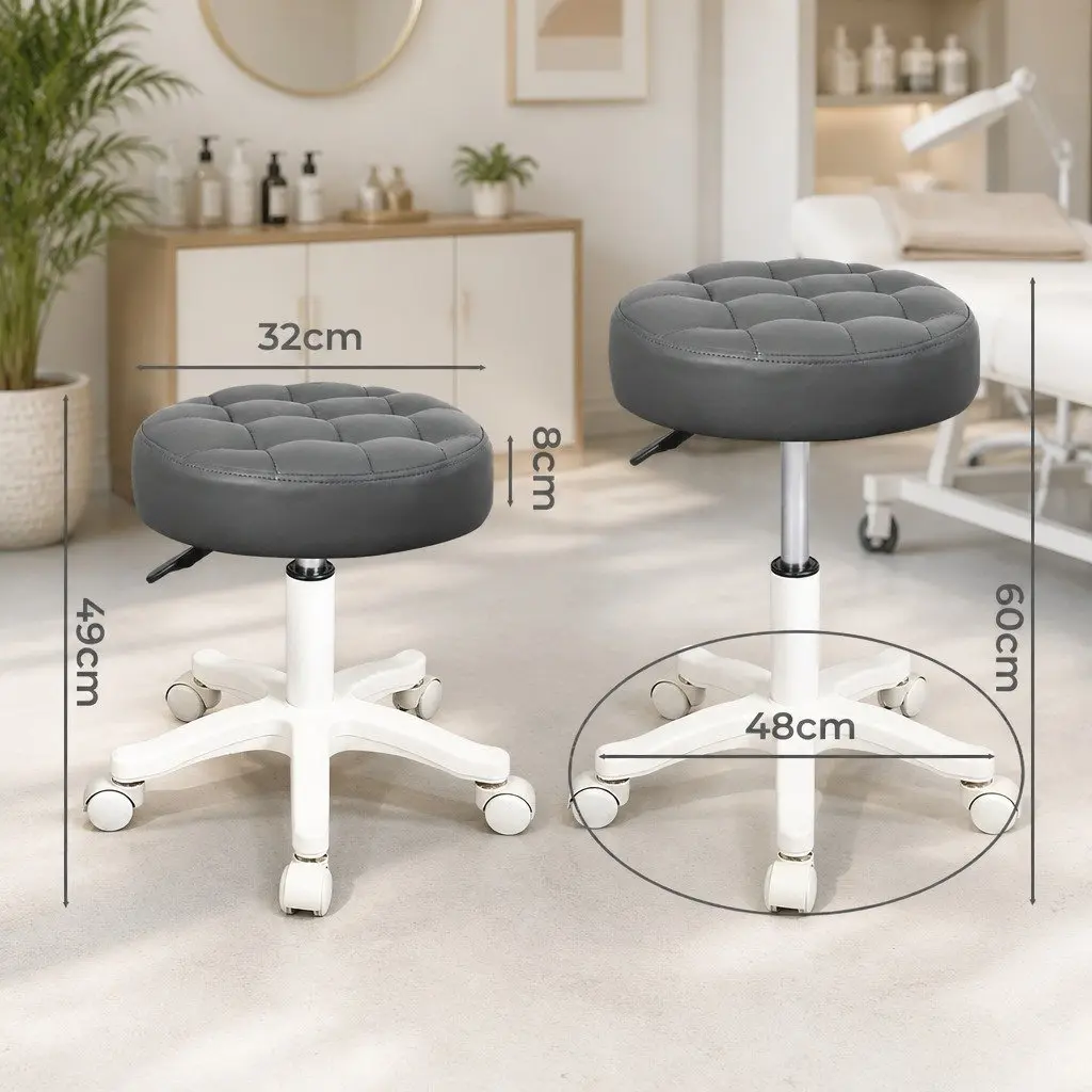 Rolling Bar Stool Gas Lift 360° Swivel Grey