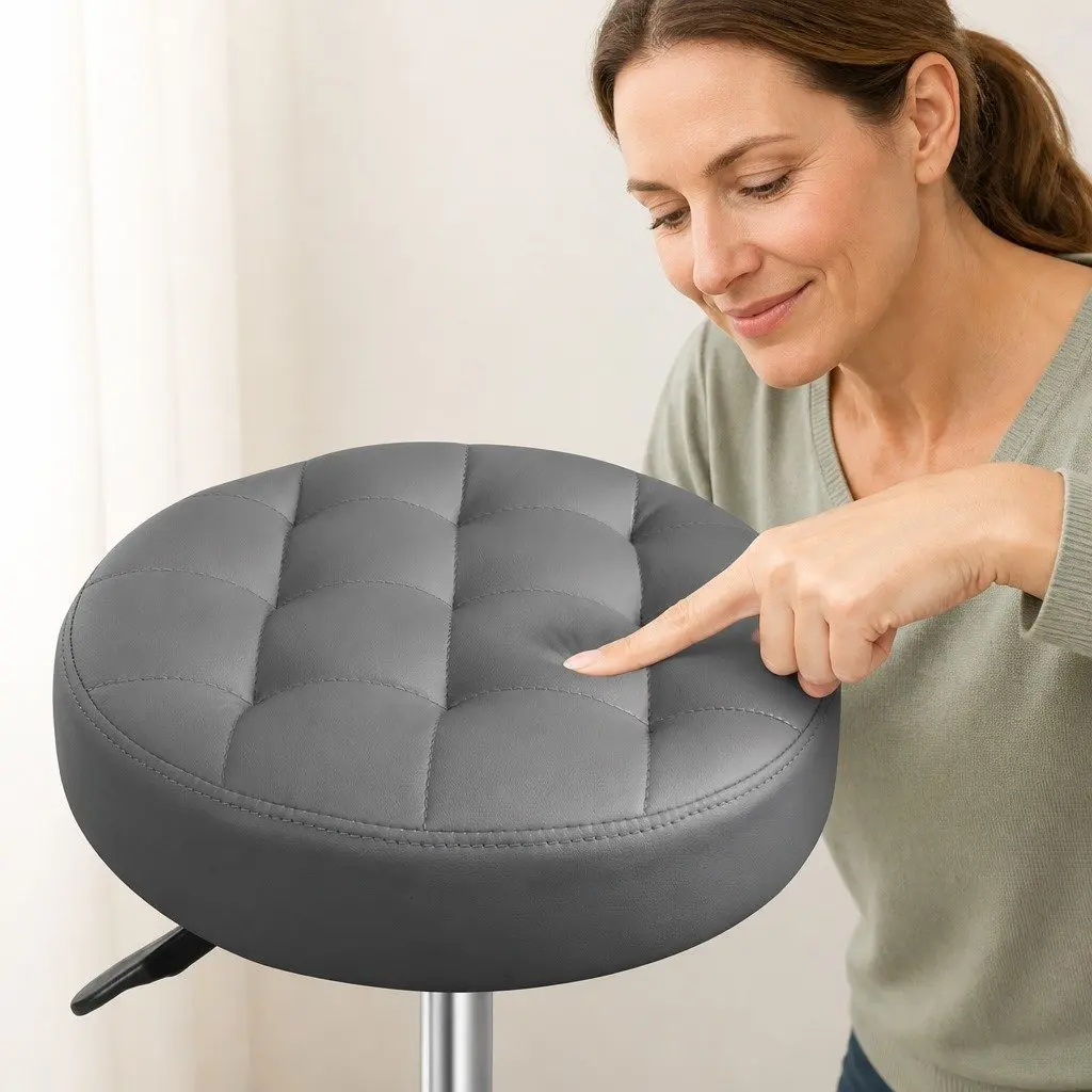 Rolling Bar Stool Gas Lift 360° Swivel Grey