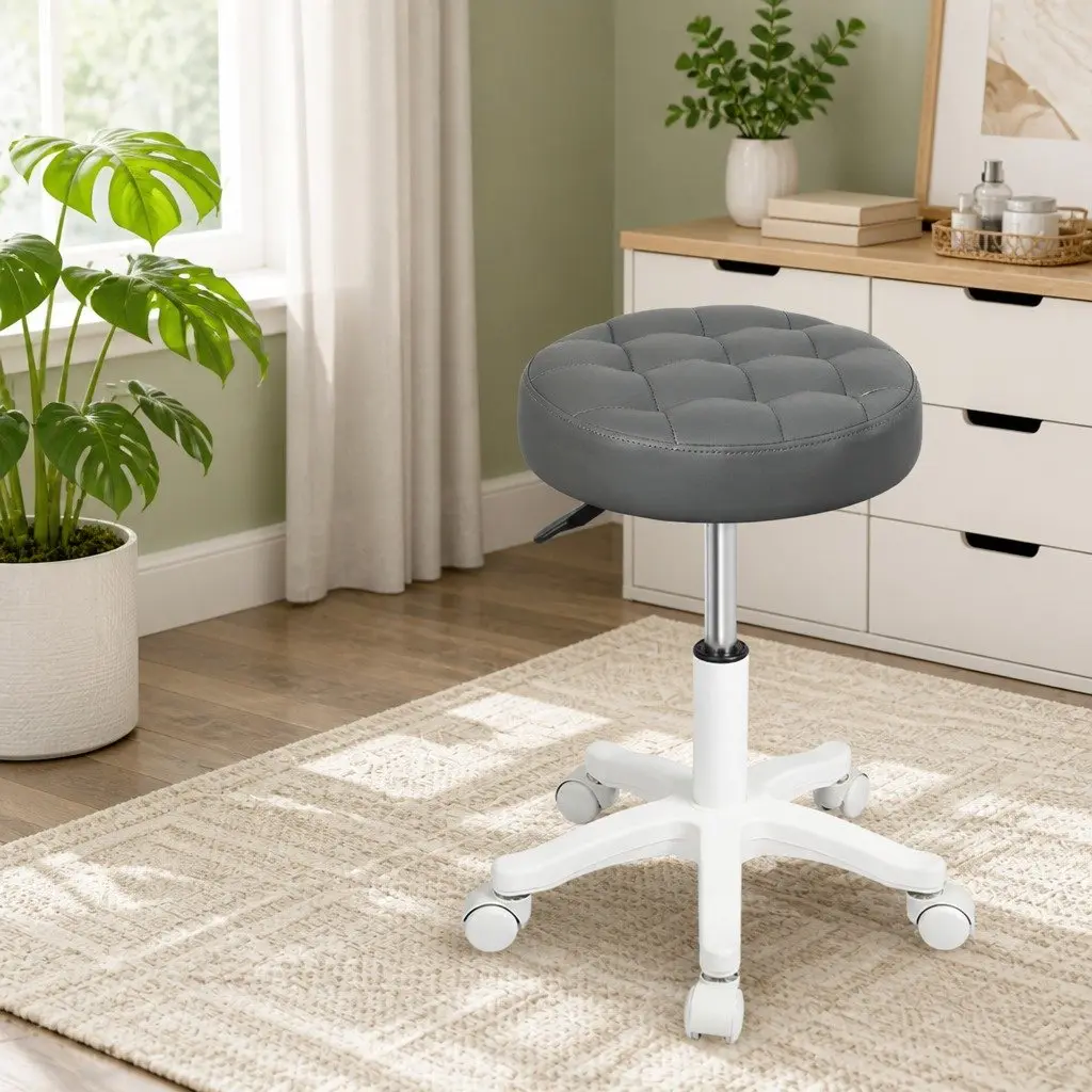 Rolling Bar Stool Gas Lift 360° Swivel Grey