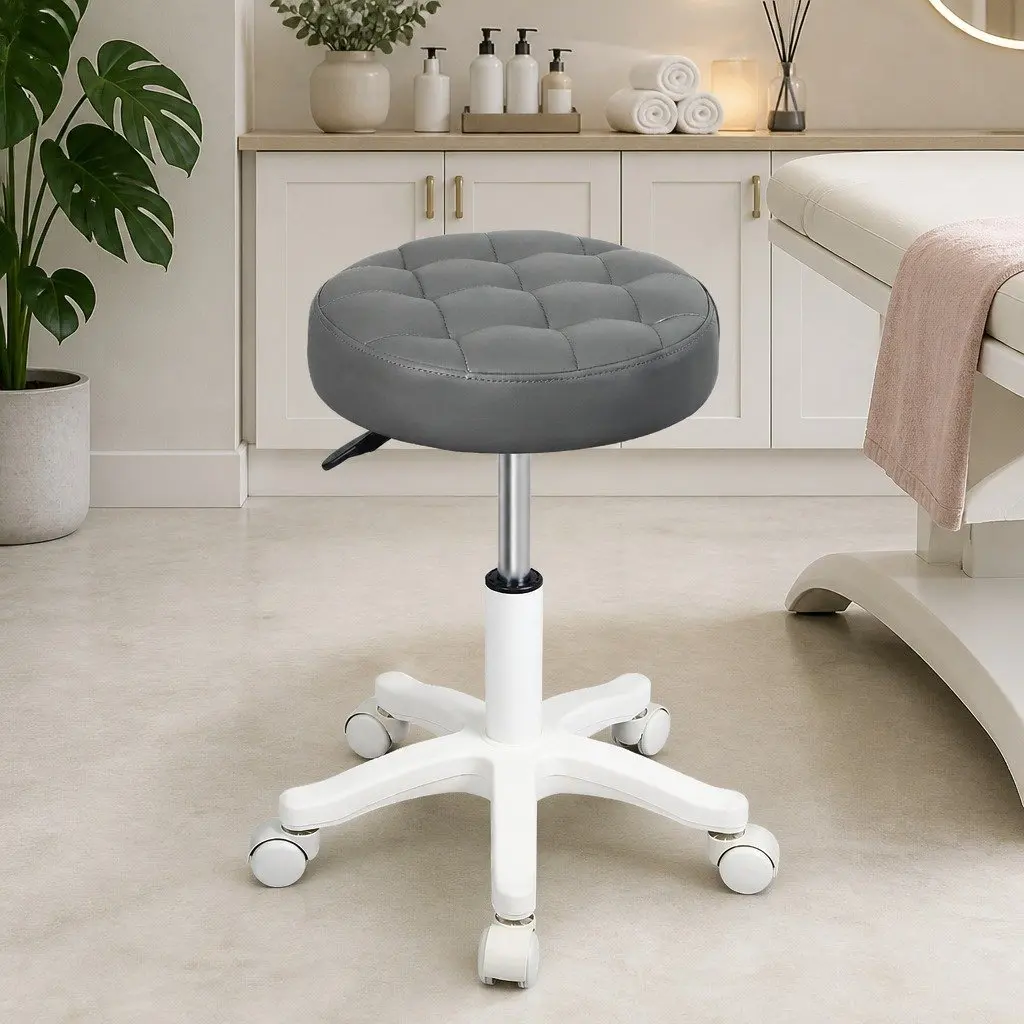 Rolling Bar Stool Gas Lift 360° Swivel Grey