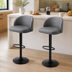 Rolling Bar Stool with Back Kitchen Counter Height Adjustable Swivel Seat