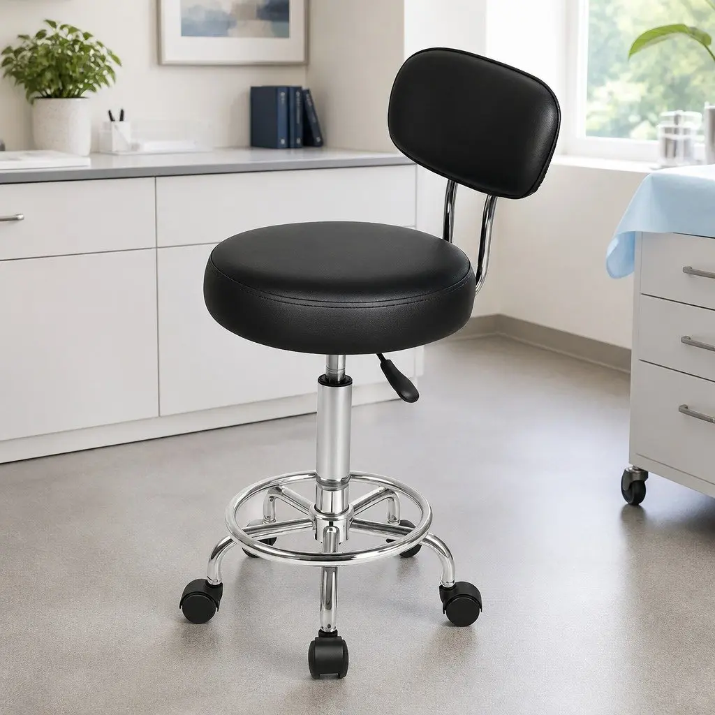 Swivel Office Chair Low Back Height Adjustable Rolling Stool with Footrest