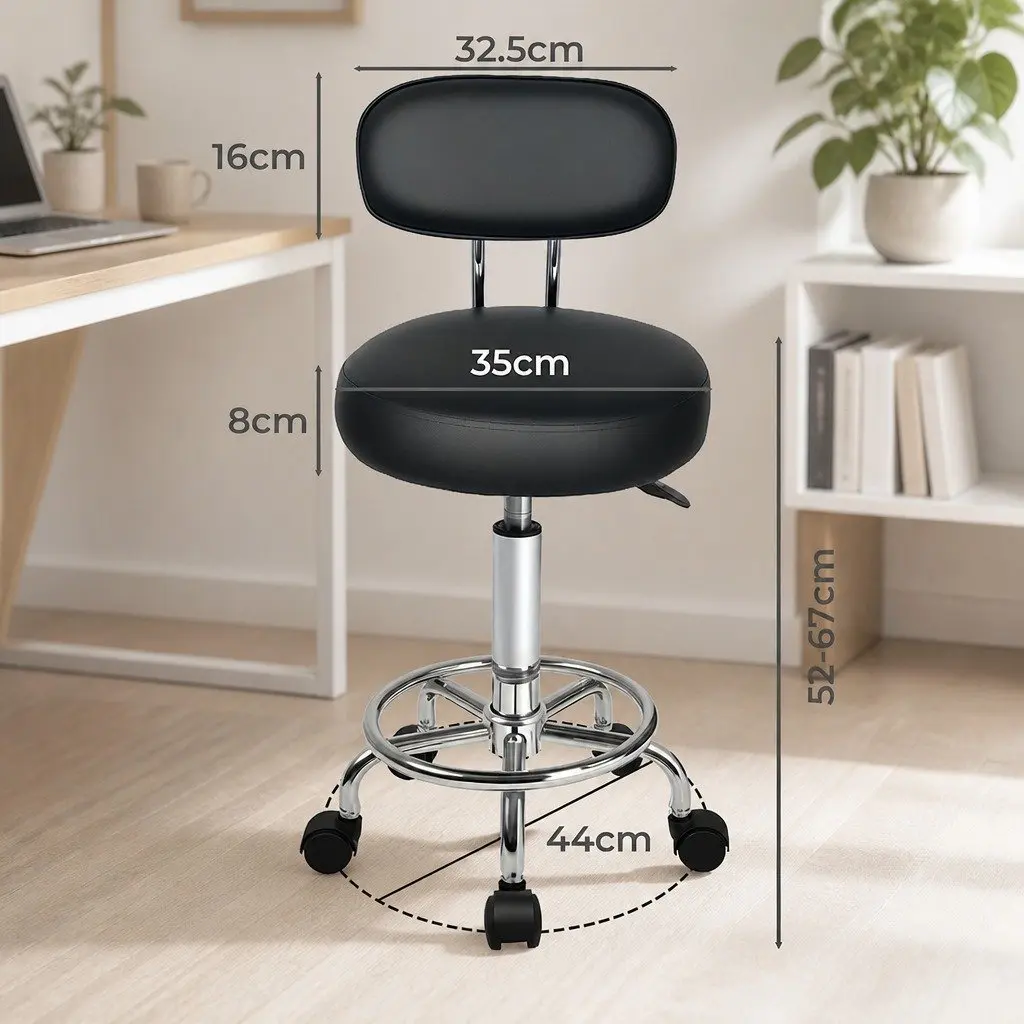 Swivel Office Chair Low Back Height Adjustable Rolling Stool with Footrest