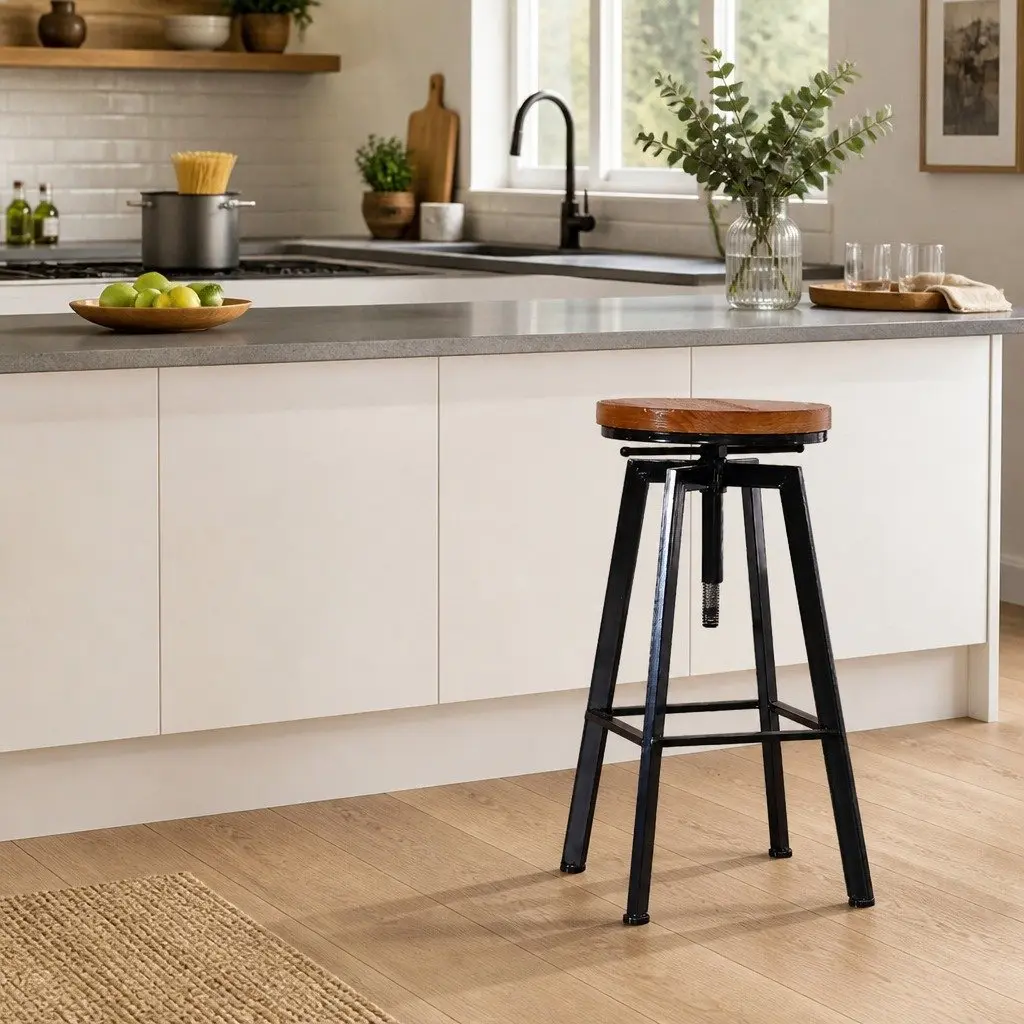 Bar Stools Industrial Kitchen Vintage Swivel Stool Adjustable Height Dining