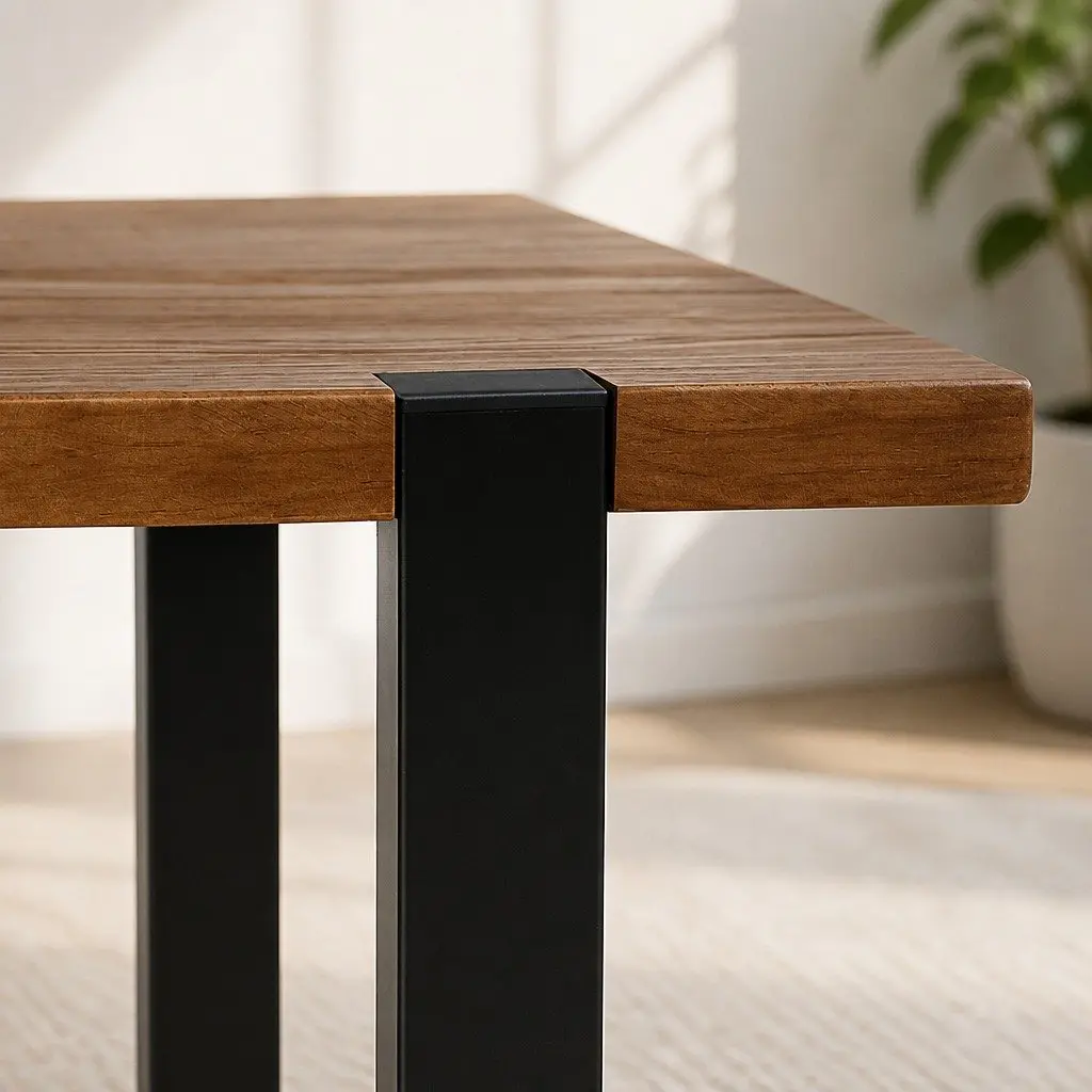 High Bar Table Industrial Pub Solid Pine Wood Tabletop Steel Frame Standing Desk