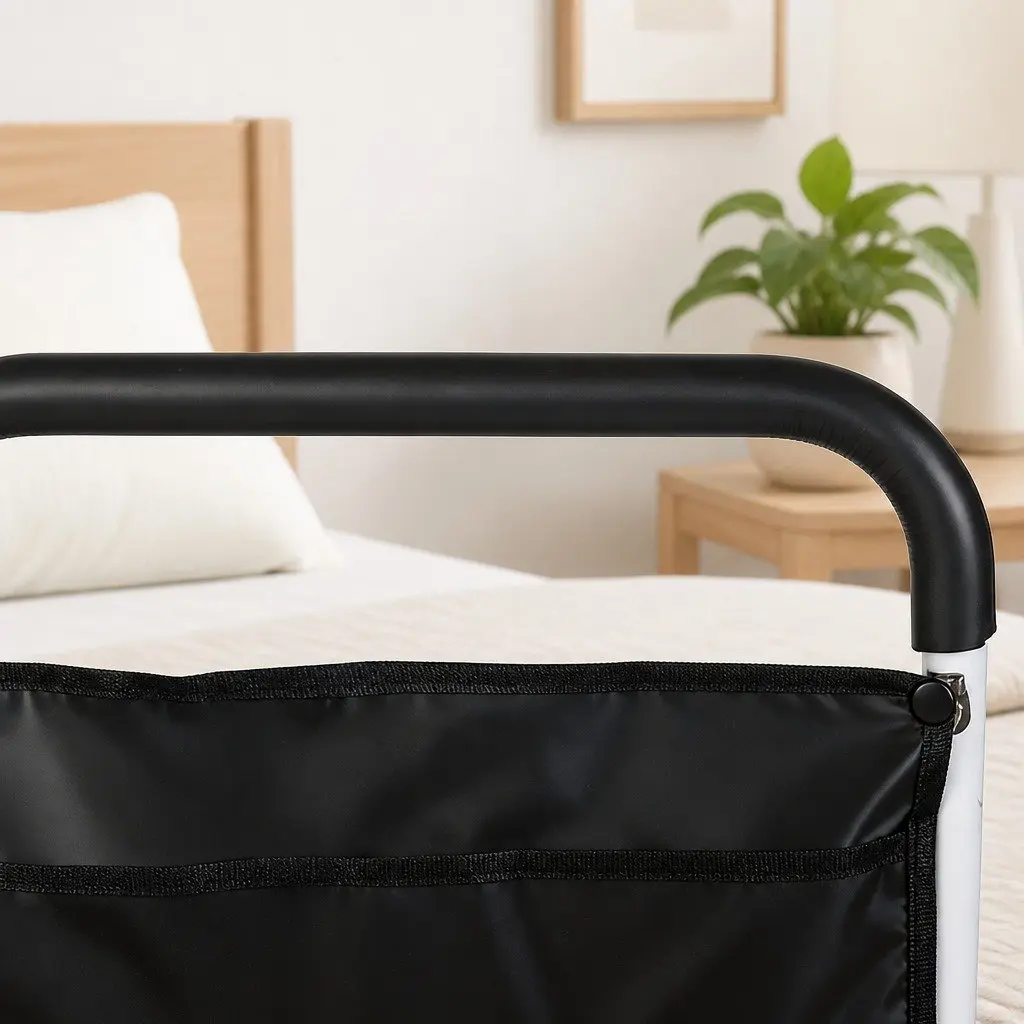 Bed Rail Safety Assist Grab Handrail Adjustable Height Mobility Support White Black