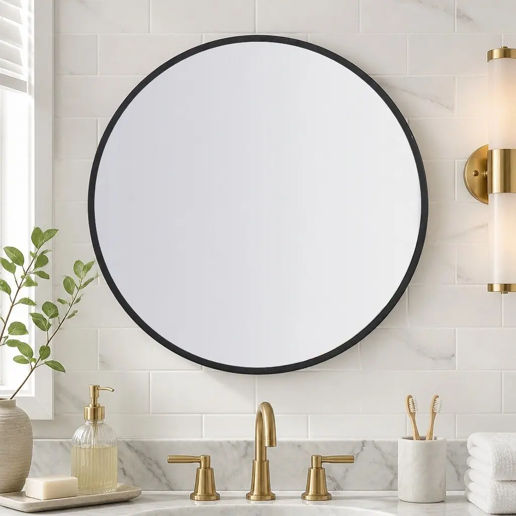Black Round Wall Mirror for Safe Home Decor