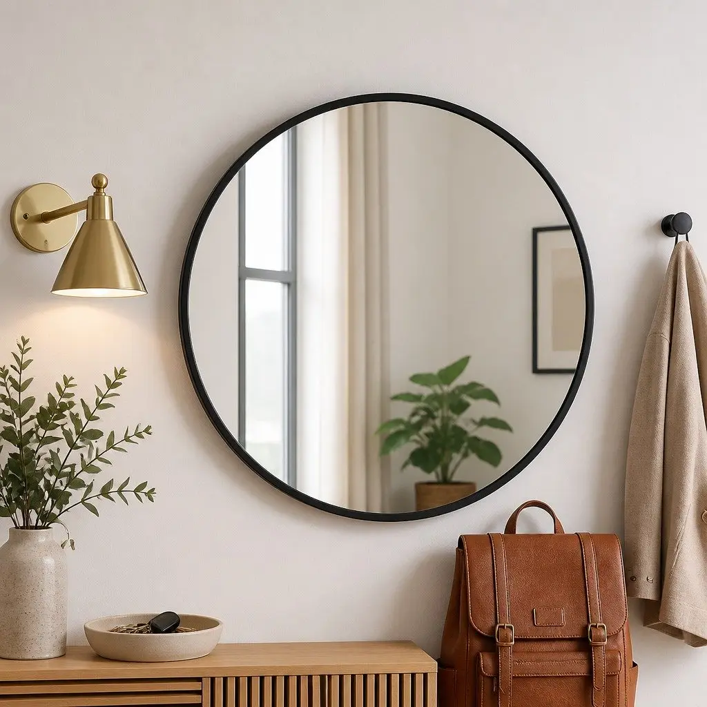 Round Wall Mirror Bathroom Makeup 50cm 60cm 70cm 80cm Black