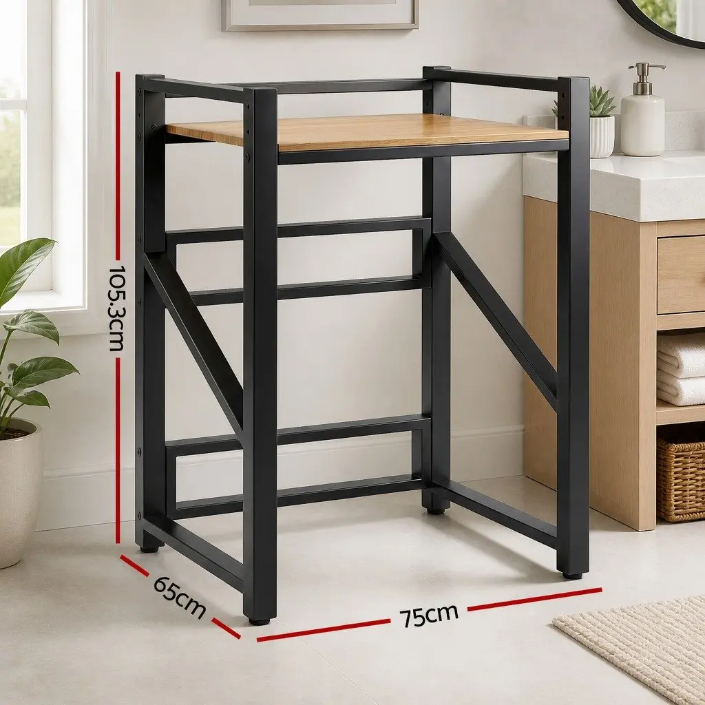 Over Washing Machine Rack Laundry Shelf Space Saver Storage 75cm Black