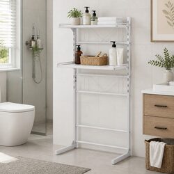 Over Toilet Bathroom Storage Shelf 2 Tier Organizer Rack White Space Saving
