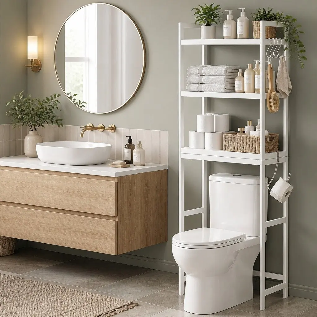 Over Toilet Storage Rack Bathroom Organiser 3 Tier Space Saving Shelf White