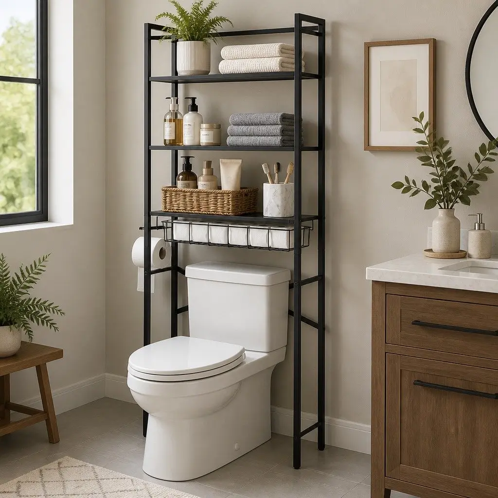 Over Toilet Rack with 4 Tiers and Paper Holder