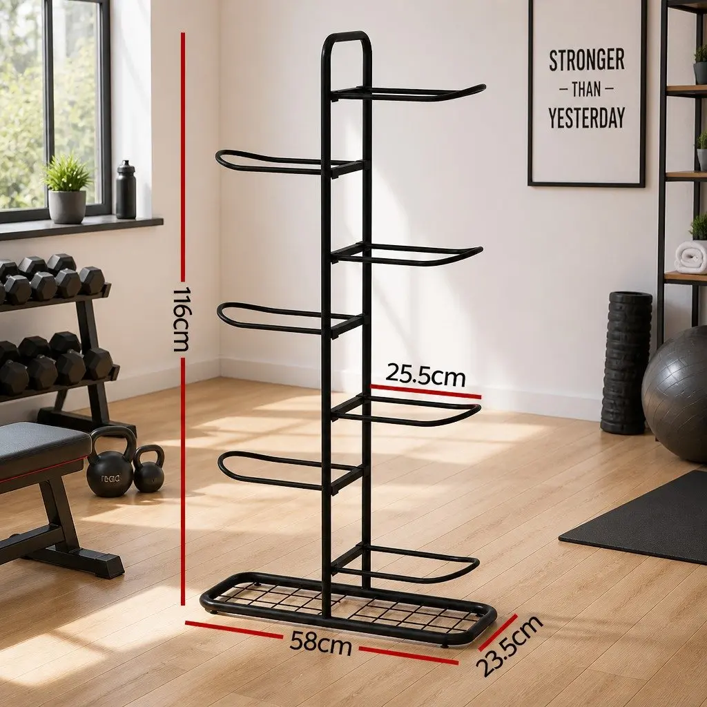 Ball Storage Rack 7-Tier Sports Equipment Organizer Holder for Garage Gym Black