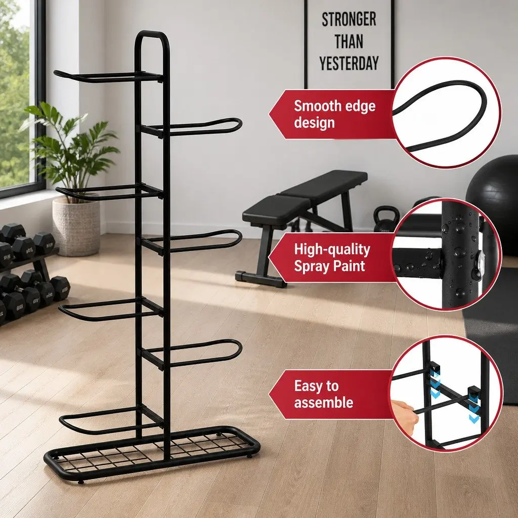 Ball Storage Rack 7-Tier Sports Equipment Organizer Holder for Garage Gym Black