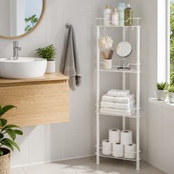 4 Tier Floor Standing Corner Shower Caddy Bathroom Storage Organizer White