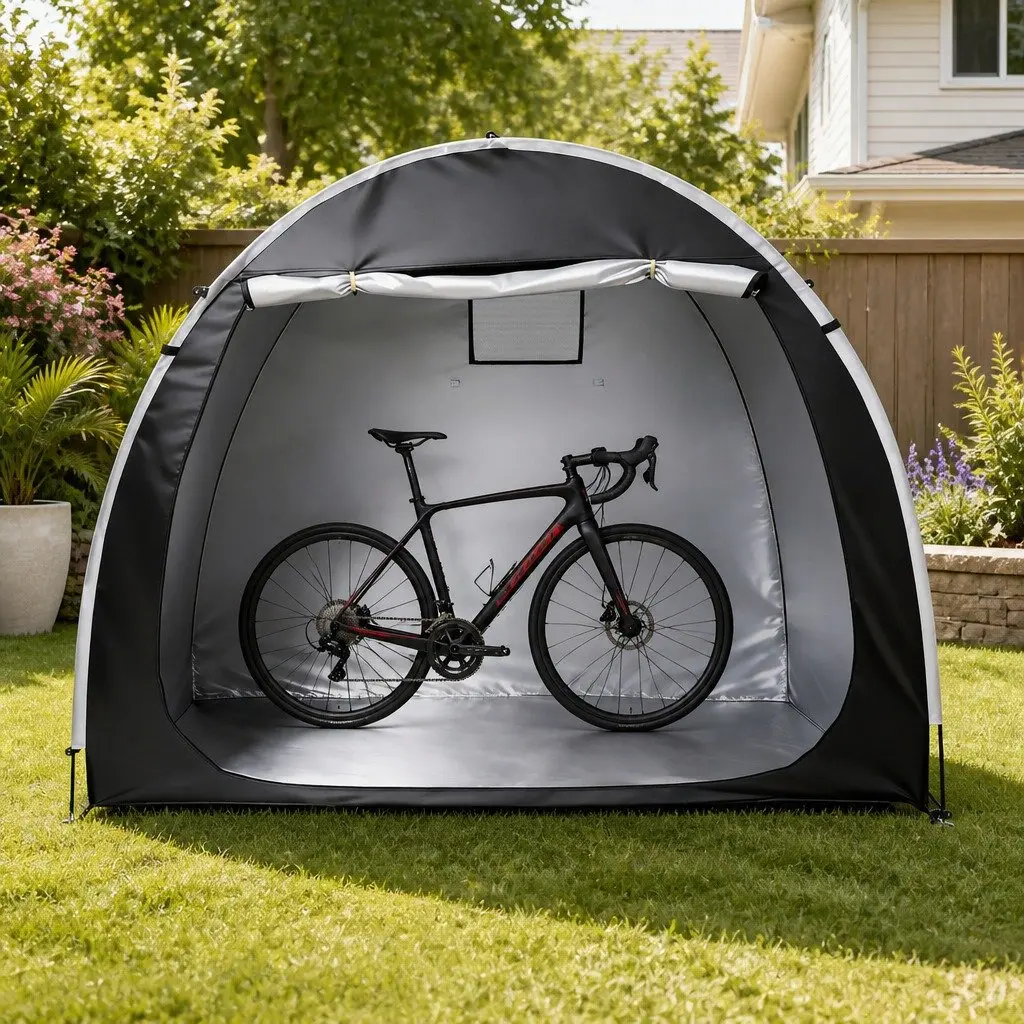 Bike Storage Tent Outdoor Waterproof UV Resistant 200cm x 150cm x 165cm Black