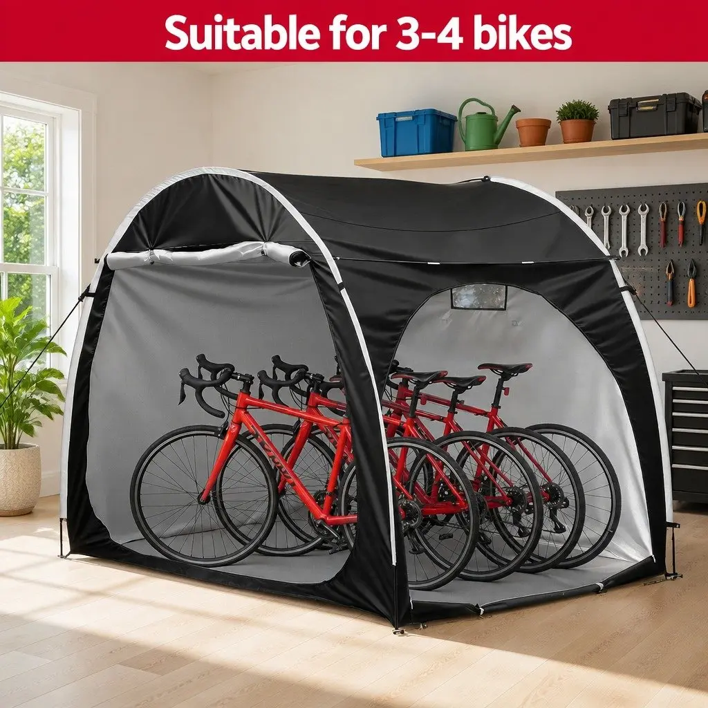 Bike Storage Tent Outdoor Waterproof UV Resistant 200cm x 150cm x 165cm Black