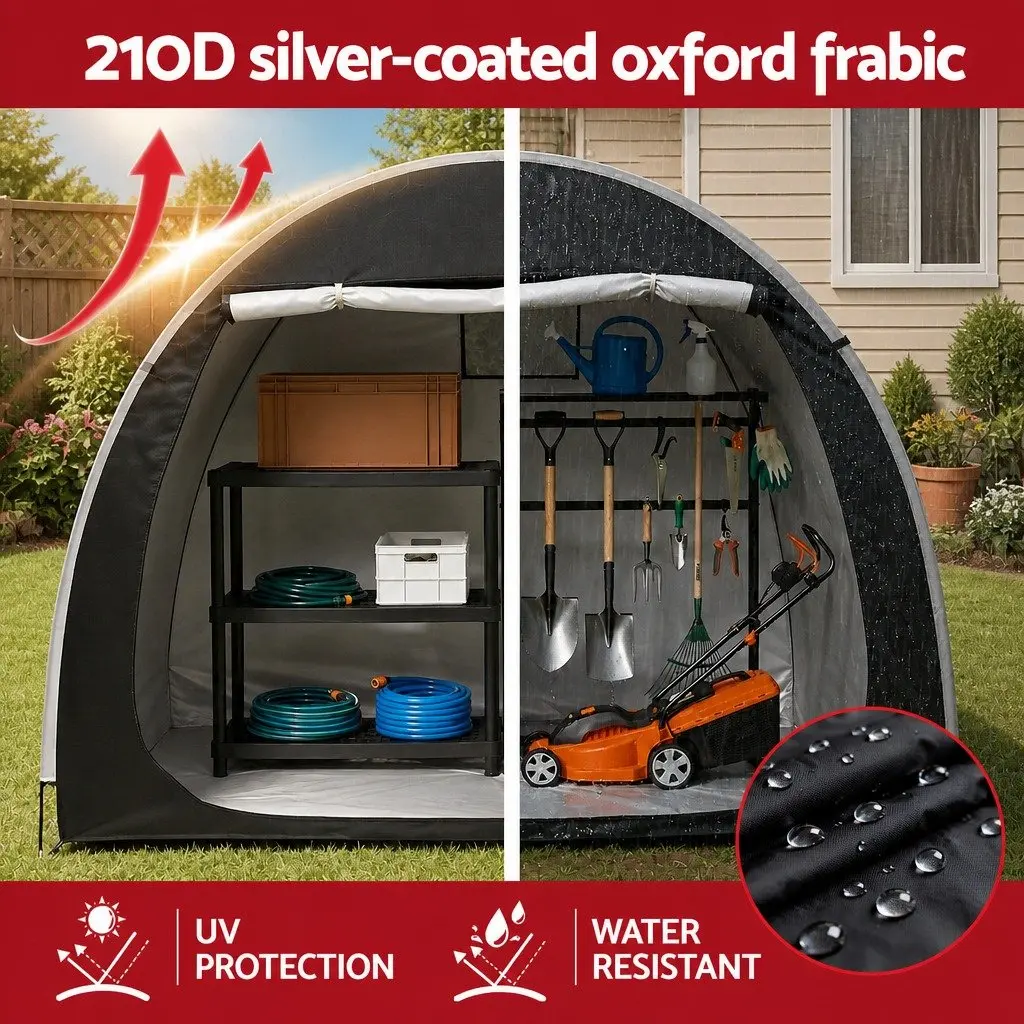 Bike Storage Tent Outdoor Waterproof UV Resistant 200cm x 150cm x 165cm Black