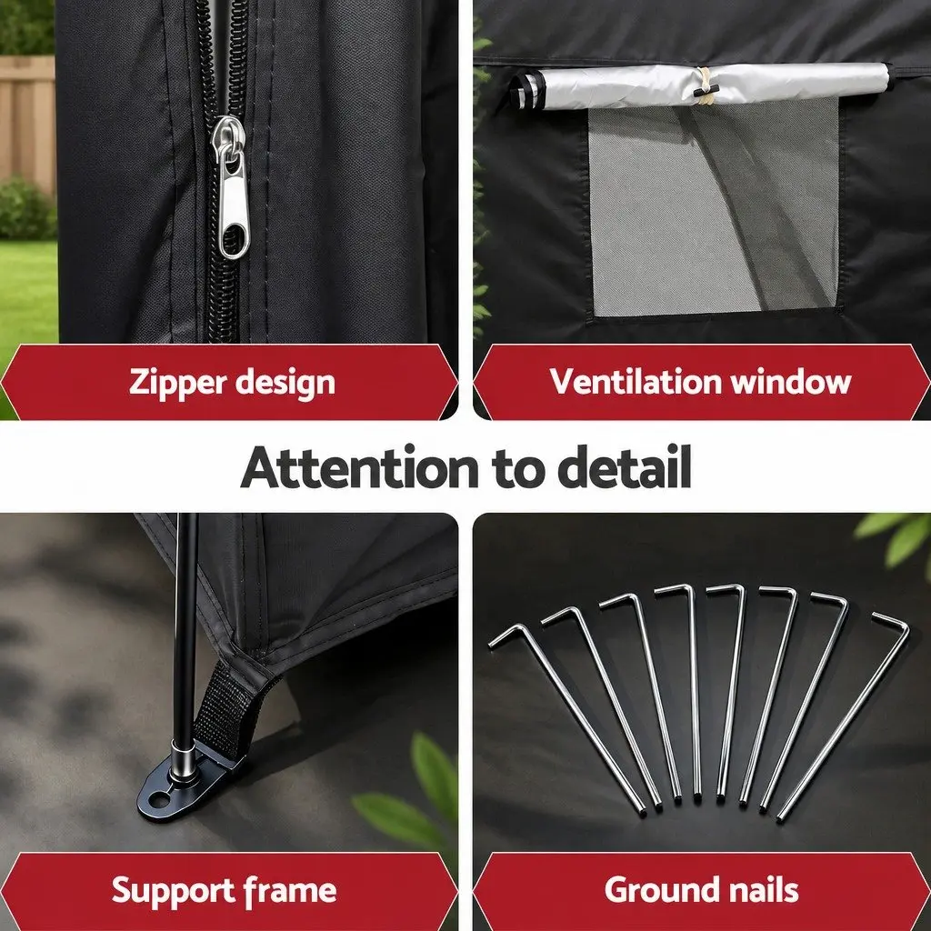 Bike Storage Tent Outdoor Waterproof UV Resistant 200cm x 150cm x 165cm Black
