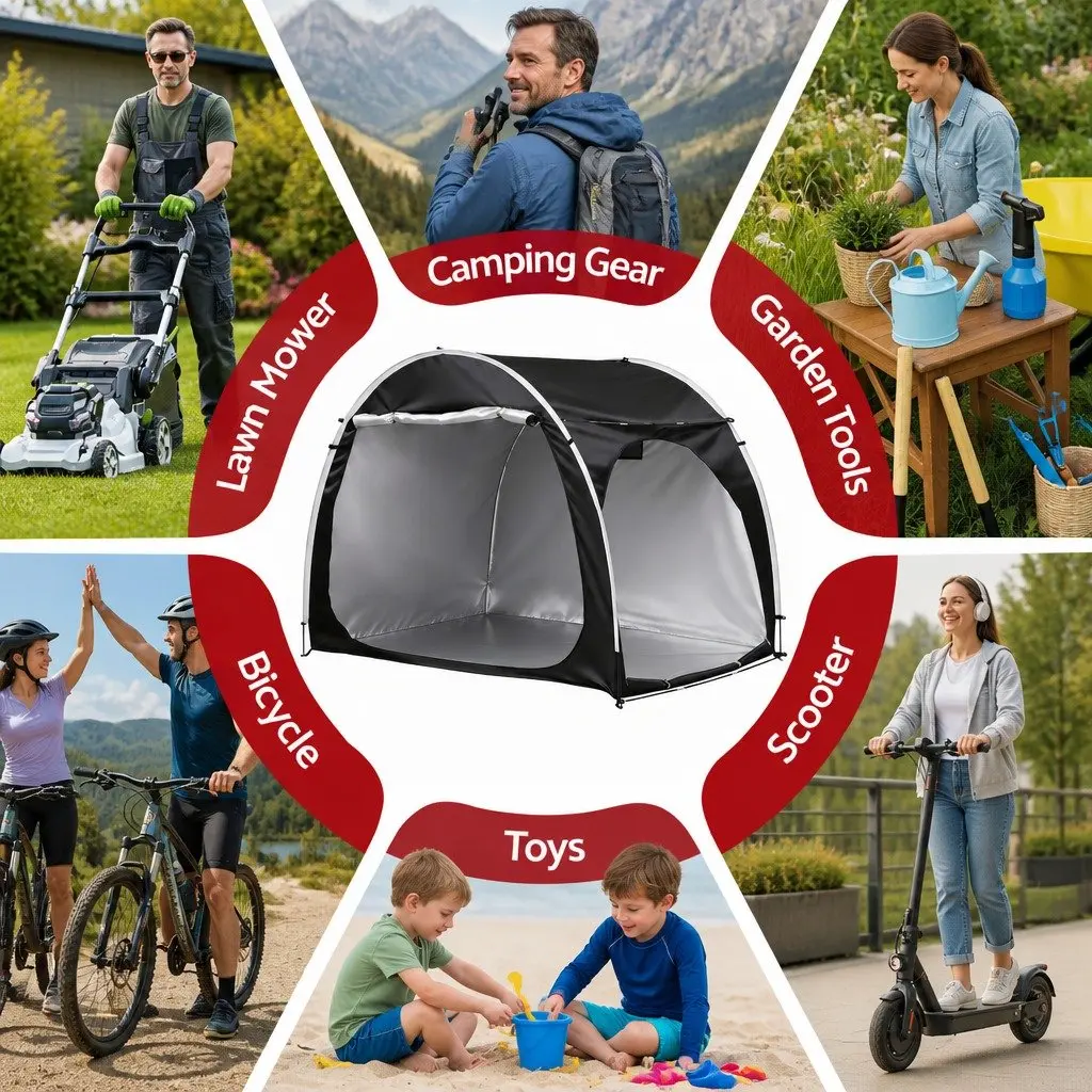 Bike Storage Tent Outdoor Waterproof UV Resistant 200cm x 150cm x 165cm Black