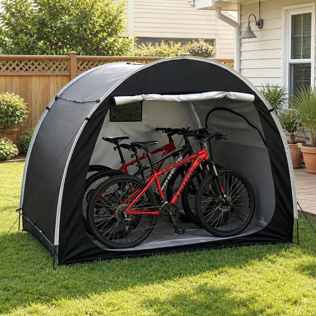 Bike Storage Tent Outdoor Waterproof UV Resistant 200cm x 150cm x 165cm Black