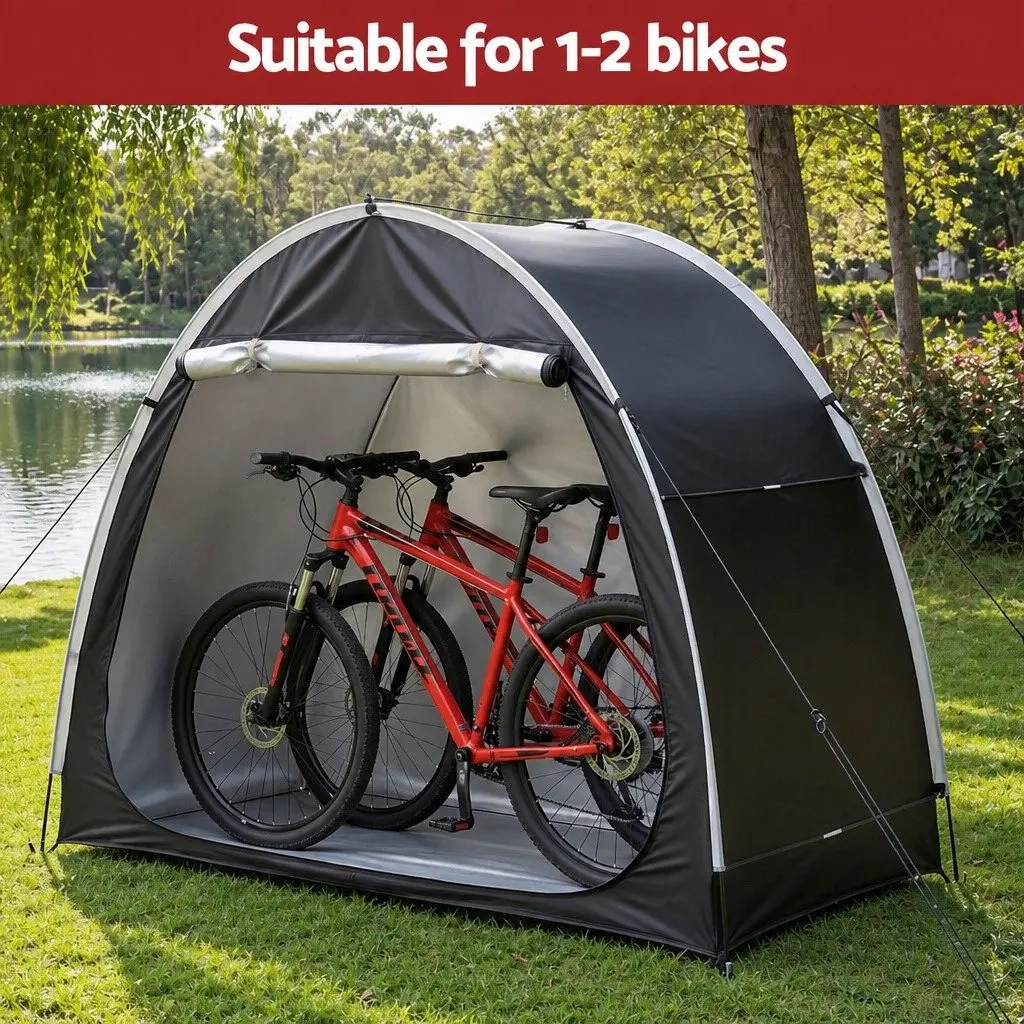Bike Storage Tent Waterproof Outdoor Protection Large Space Black 200cm x 80cm x 165cm