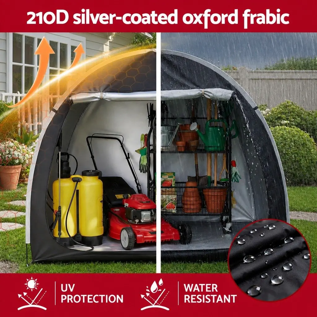 Bike Storage Tent Waterproof Outdoor Protection Large Space Black 200cm x 80cm x 165cm
