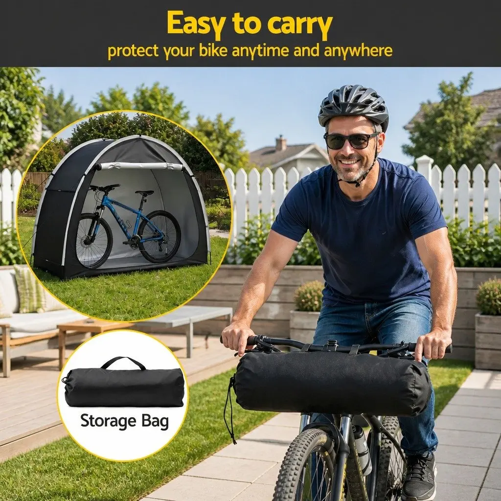 Bike Storage Tent Waterproof Outdoor Protection Large Space Black 200cm x 80cm x 165cm