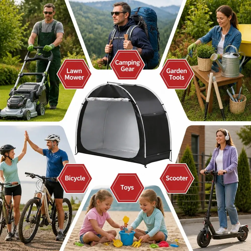 Bike Storage Tent Waterproof Outdoor Protection Large Space Black 200cm x 80cm x 165cm