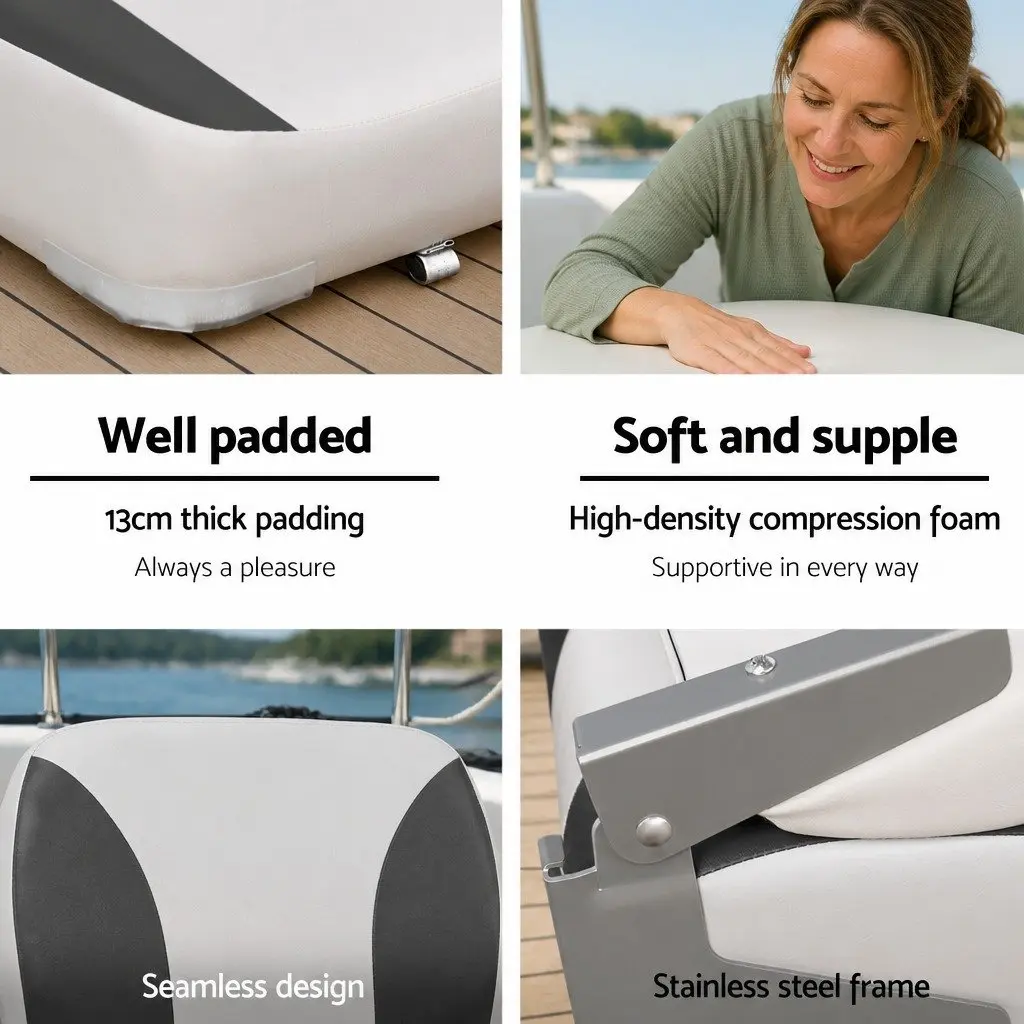 Folding Boat Seats with Adjustable Swivel Pedestals 34–46cm Marine Seating