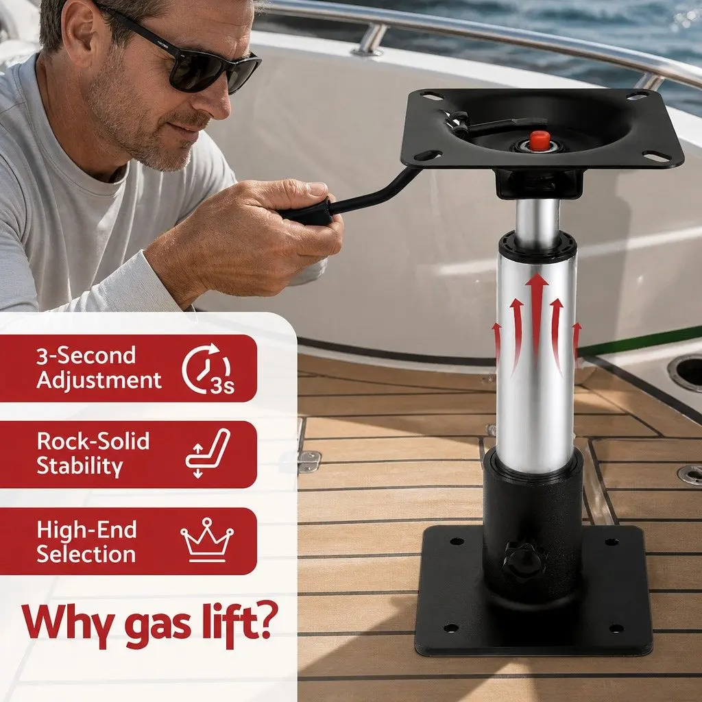 Folding Boat Seats with Adjustable Swivel Pedestals 34–46cm Marine Seating