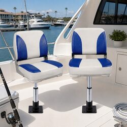 Folding Boat Seats 2-Pack Swivel Pedestals 34–46cm Adjustable Marine Seating