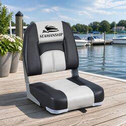 Folding Boat Seats Swivel Low Back Marine Seating Grey Pair Outdoor Water Craft