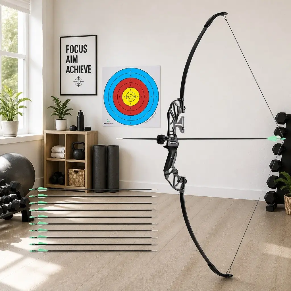 Recurve Bow Arrow Set 55lbs Takedown Archery Hunting Beginner 135cm Green