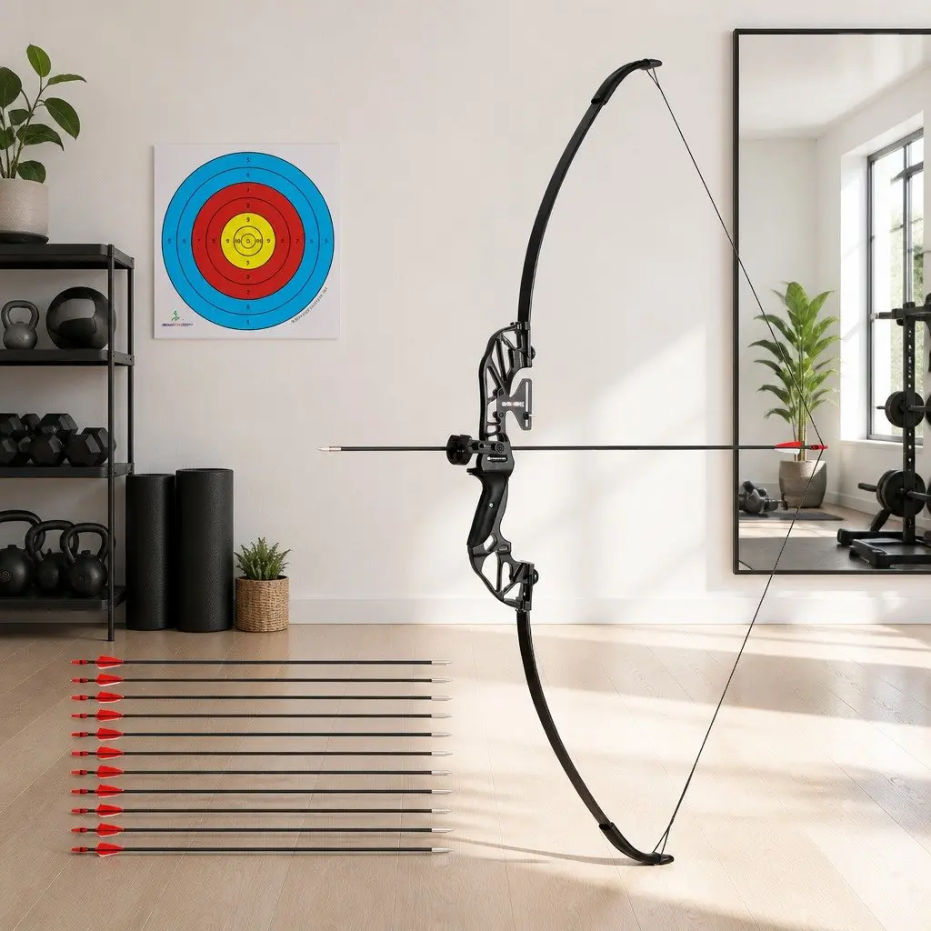 Recurve Bow Arrow Set 55lbs Takedown Archery Hunting Beginner 135cm Red Black