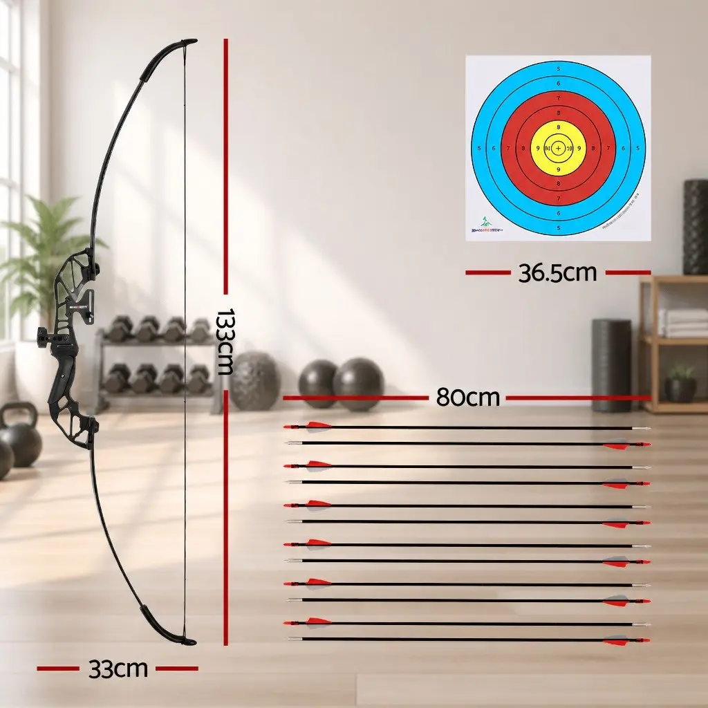 Recurve Bow Arrow Set 55lbs Takedown Archery Hunting Beginner 135cm Red Black