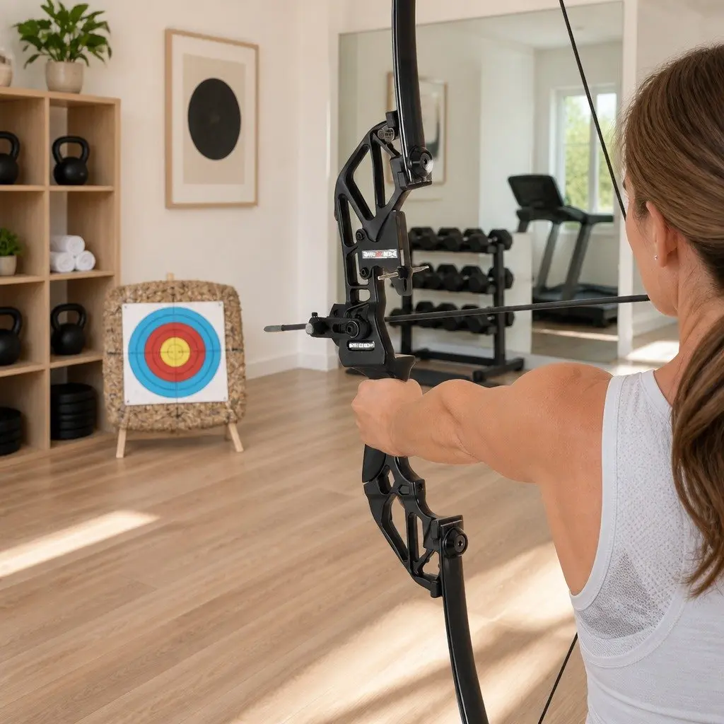 Recurve Bow Arrow Set 55lbs Takedown Archery Hunting Beginner 135cm Red Black