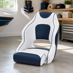 Reliable Blue and White Boat Seat for Comfort and Durability