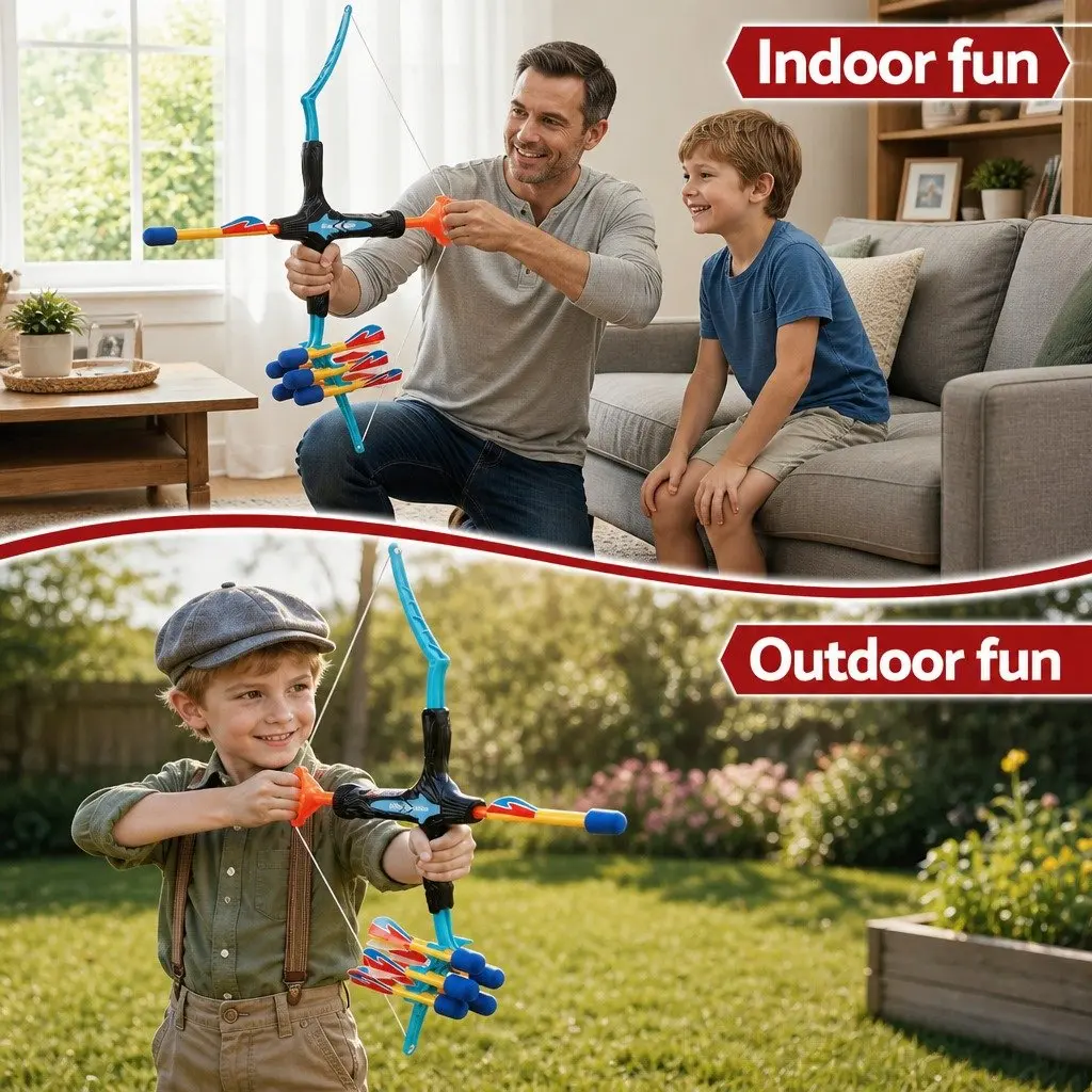 Kids Bow and Arrow Set Outdoor Archery Toy 81cm Blue
