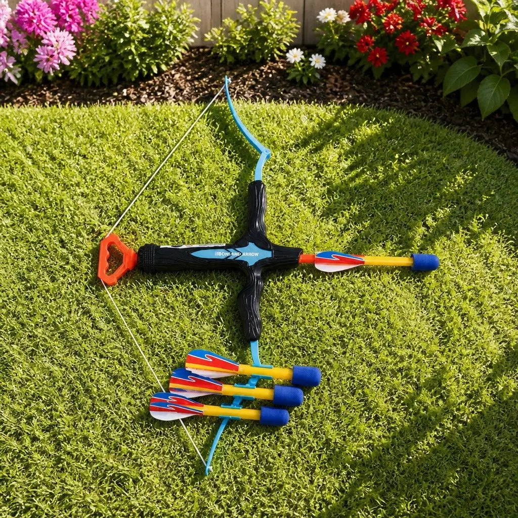 Kids Bow and Arrow Set Outdoor Archery Toy 81cm Blue
