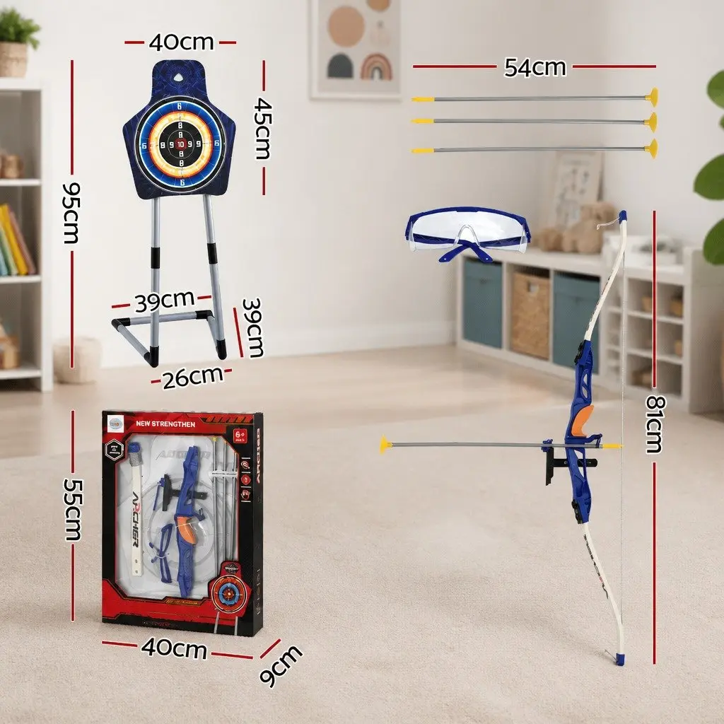 Kids Bow and Arrow Set Toy Archery Standing Target Blue