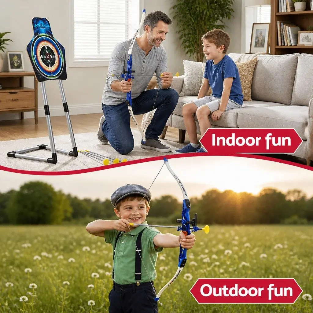 Kids Bow and Arrow Set Toy Archery Standing Target Blue