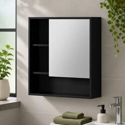 Reliable Black Wall Mounted Bathroom Cabinet with Mirror