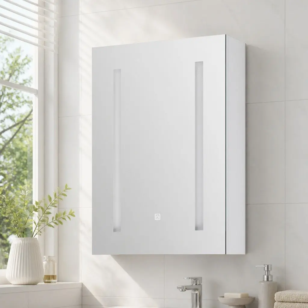 Bathroom Mirror Cabinet LED 500x720mm White Touch Switch Storage